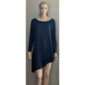Soft Surroundings‎ Pleated Tunic Dress Long Sleeve Black Asymmetric Hem Medium